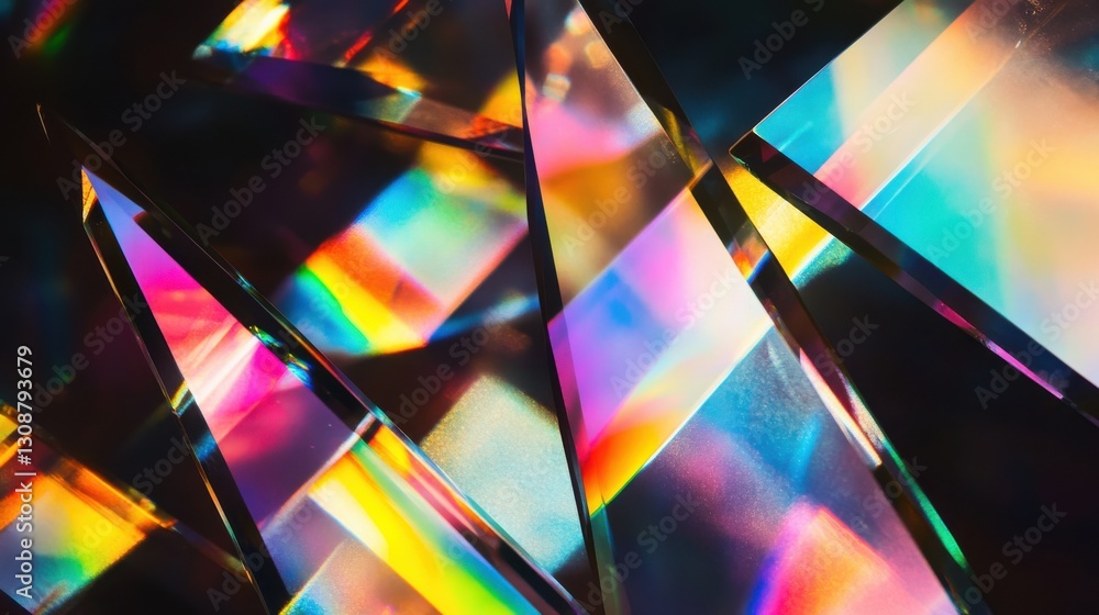 Poster colorful abstract prism light reflection creating kaleidoscopic visual effect