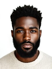 Fototapeta premium Portrait of a stylish African American man with a well groomed beard wearing a polo shirt