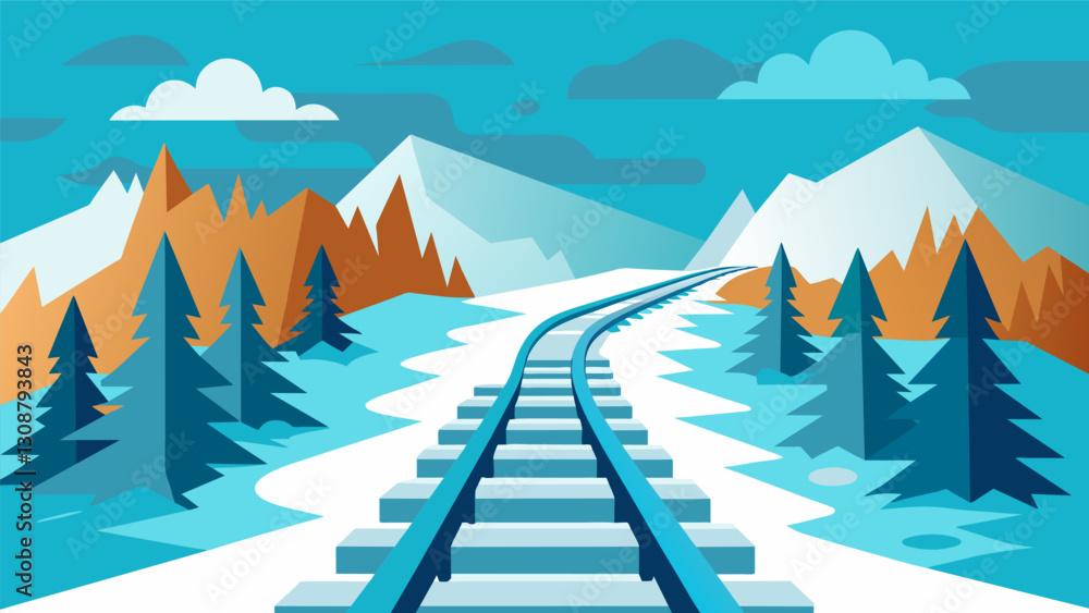 Poster unstable and uneven railway tracks due to melting permafrost making train travel more challenging an