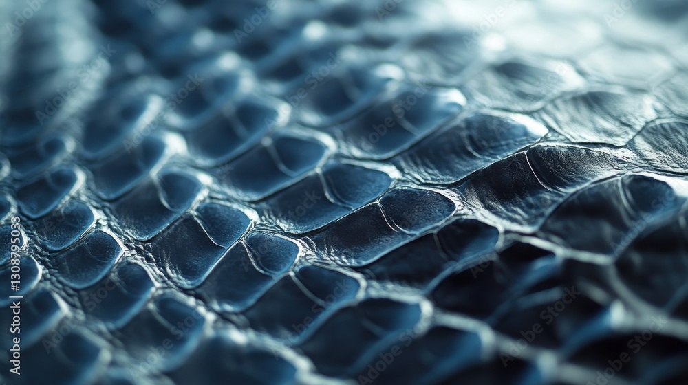 Poster close-up of blue textured snake skin with intricate scale patterns