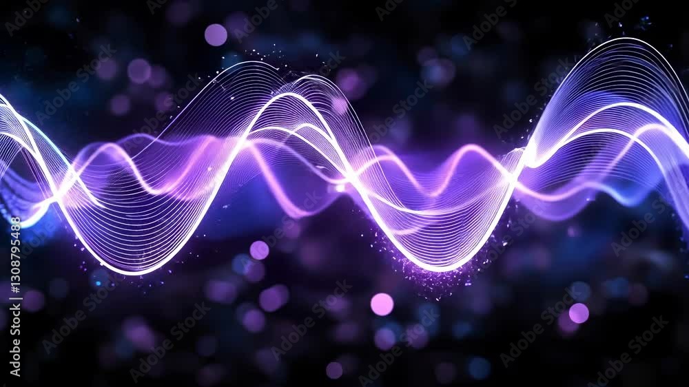 Poster abstract blue wave background with dots and lines, futuristic technology digital sound waves network