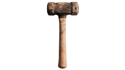 a close-up shot of an old hammer  isolated on transparent background	