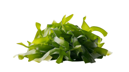 freshly chopped green seaweed.  isolated on transparent background	