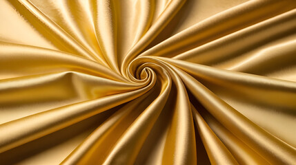 Luxurious golden satin fabric shimmers elegantly under soft lighting.