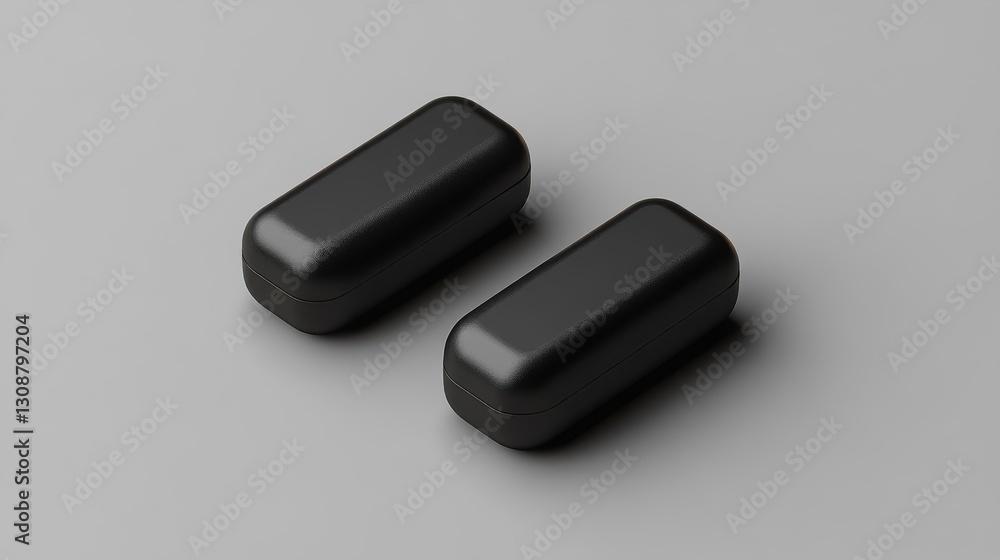 Aufkleber two small black rectangular objects placed against a gray background