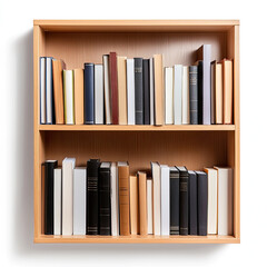 Fototapeta premium Bookshelf with assorted books neatly arranged