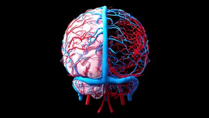 Human brain vasculature, animation - Powered by Adobe