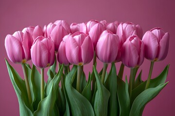 Fototapeta premium Elegant Pink Tulips Bouquet for Spring Floral Decor and Design