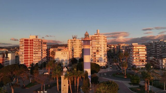Faro de Torre del Mar de Velez-Malaga en Andalucia, Espa&ntilde;a