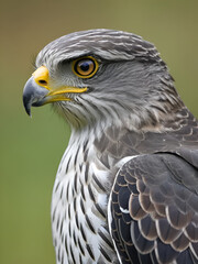 Obraz premium Close-up portrait of Northern goshawk (Accipiter gentilis) on blurred background
