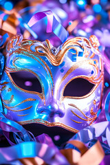 Venetian Mask in Confetti Festive Celebration