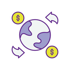 International Transfer icon vector stock illustration