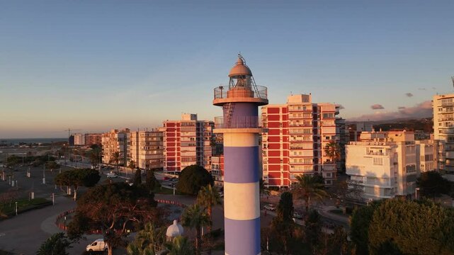 Faro de Torre del Mar de Velez-Malaga en Andalucia, Espa&ntilde;a