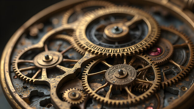Cogs and wheels in pocket watch mechanics. Understanding pocket watch gear systems. How pocket watch gears work. Maintaining pocket watch movement efficiency. - Powered by Adobe