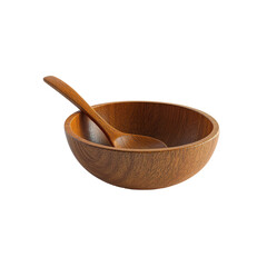 A Wooden bowl and spoon png.