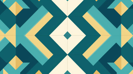 Stained glass floral pattern in shades of teal blue and golden yellow, suitable as Arabic background