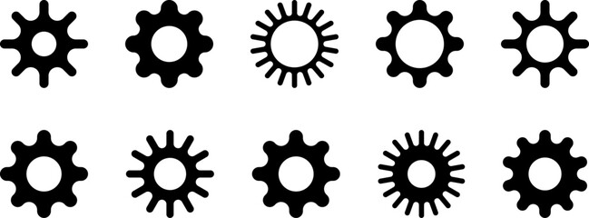 Cogwheel machine gear icon. Set of gear wheels. Connected cogs gears vector illustration