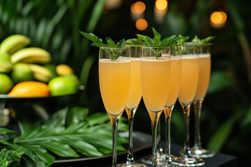 An elegant image of Bucks Fizz cocktails at a celebratory event