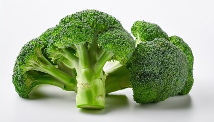 Fresh green broccoli florets with a crisp texture, isolated on a clean white background. Ideal for food photography, healthy eating campaigns, and natural product designs.
