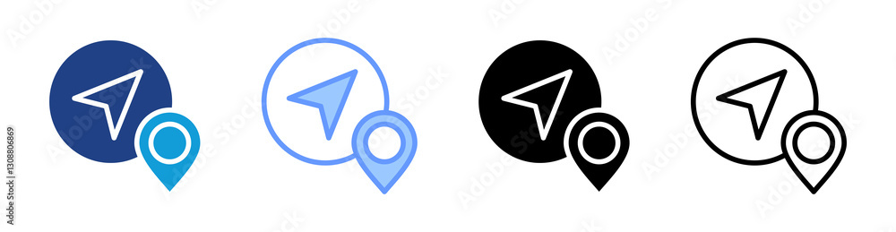 Poster Navigation icon set multiple style collection
