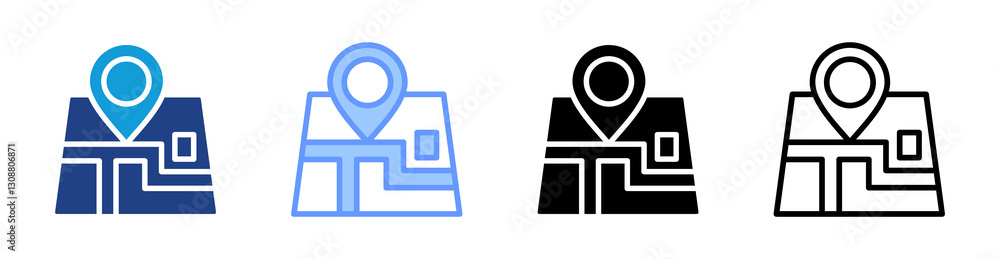 Poster Gps icon set multiple style collection