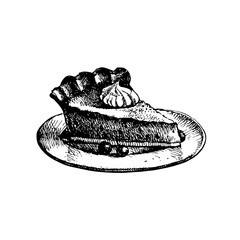 Thanksgiving Day sketch. Pie. Hand drawn vintage illustration