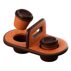 Paper Tray Coffee 3D Illustration