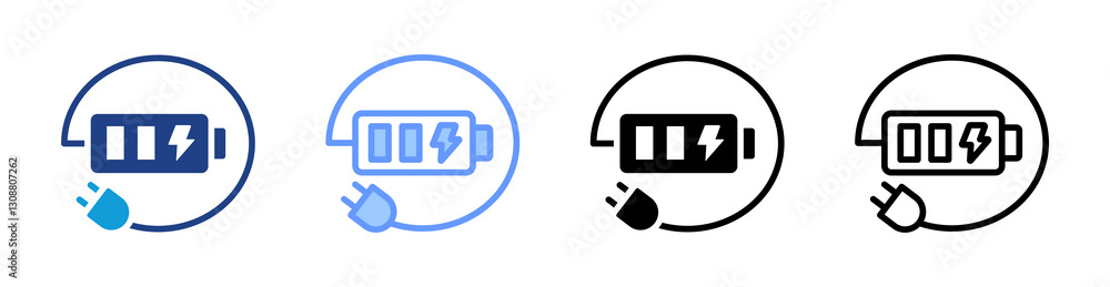 Poster charging icon set multiple style collection