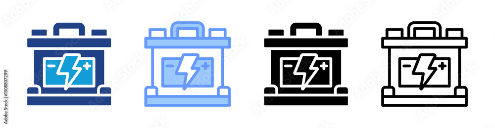 Poster Battery icon set multiple style collection