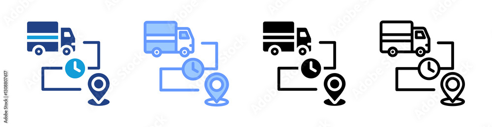 Poster delivery time icon set multiple style collection