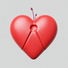 a simple geometric heart icon with thin red lines extending outward representing the circulatory system