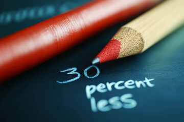 30 Percent Less Text Written By A Chalk On A Blackboard