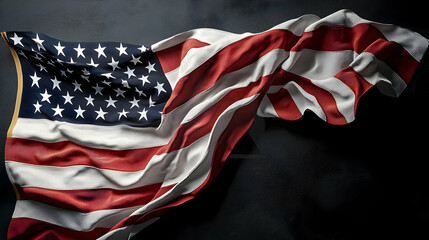 Textured American Flag Displayed Against Dark Gray Background