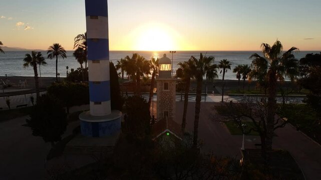 Faro de Torre del Mar de Velez-Malaga en Andalucia, Espa&ntilde;a