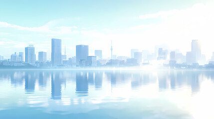 Fototapeta premium Future city water reflection