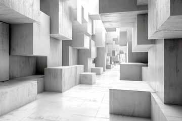 Abstract box background: A 3D representation of abstract boxes creating depth and perspective.