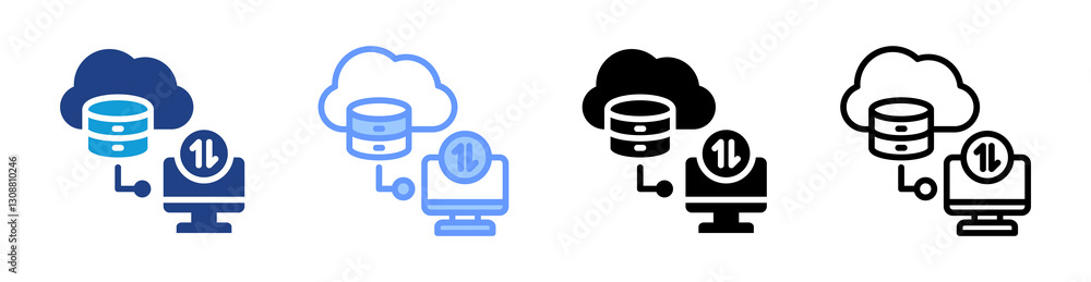 Aufkleber Cloud Computing icon set multiple style collection