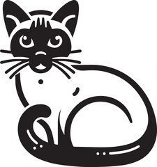 Siamese cat vector in black and white