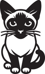Siamese cat vector in black and white