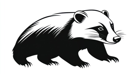 Obraz premium Badger illustration, wildlife, forest, animal, white background, design