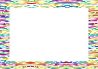 Abstract border of rainbow colored curved lines. Border with colorful abstract motif