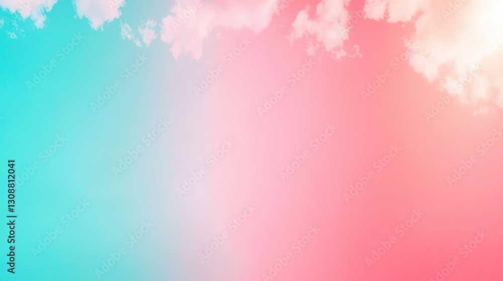 Poster soft abstract background with gradient of light blue and pink hues and wispy clouds