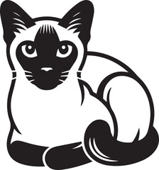 Siamese cat vector in black and white