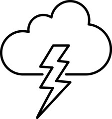 Lightning under Cloud Minimalistic Outline Icon for Web and Graphic Design, Apps, Banners, Social Network and Cards