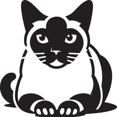 Siamese cat vector in black and white