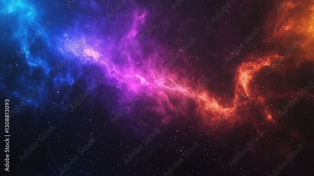 Poster cosmic nebula with vibrant colors in deep space background for science and art