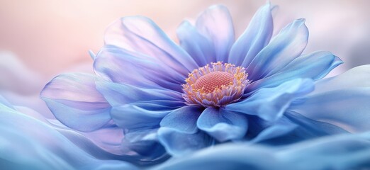 Obraz premium Transparent flower with Silk-Like Light Blue and Purple Petals – Elegant and Dreamy Floral Art