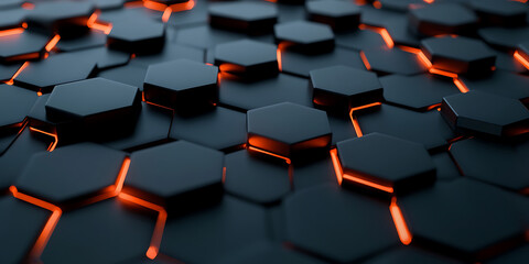 Obraz premium Dark Minimal Hexagons Wallpaper Background Image - 8K Ultra HD