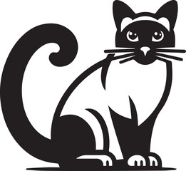 Siamese cat vector in black and white