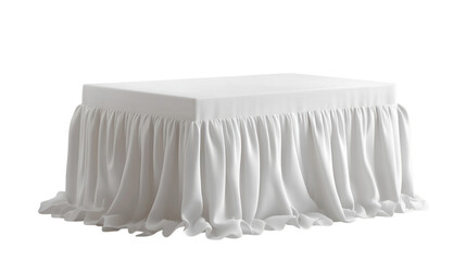 White Table with Ruffled Cloth Elegant Display Blank Surface,